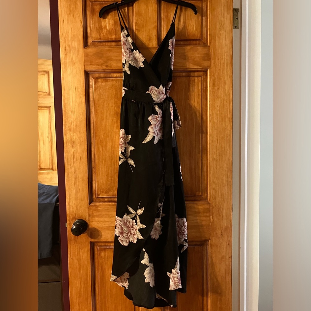 Urban Outfitters Black Floral Wrap Maxi Dress